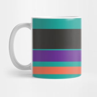 A subtle union of Light Red Ochre, Big Foot Feet, Christmas Purple, Blue/Green and Dark Charcoal stripes. Mug